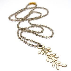 Handmade Long Branch layering necklace gold repurposed